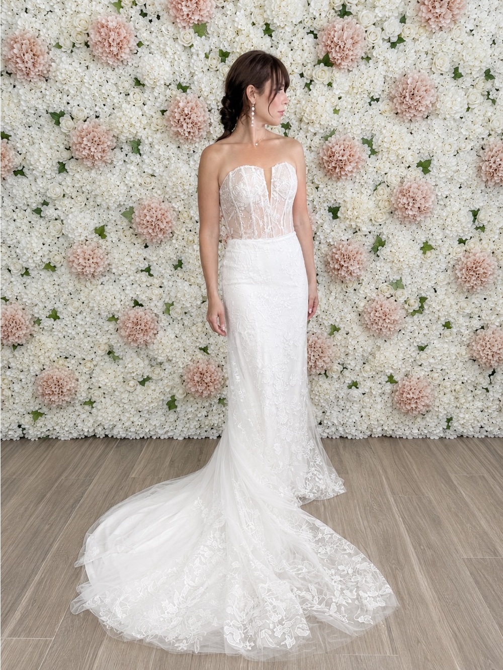 Lillian West, 66243, Strapless Beaded Wedding Gown